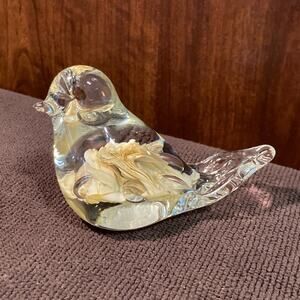 Vintage Maude and Bob St. Clair Bird Paperweight Flower Inside 1980